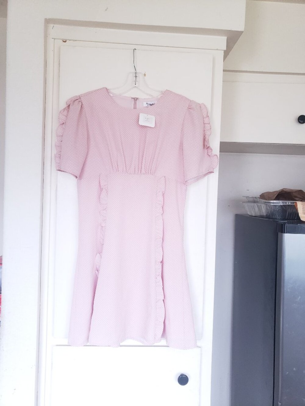 D'Liteful Pink dress with white polka dots Dress Size Medium